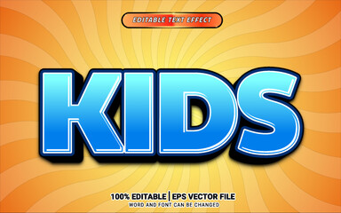 Blue cartoon kids palyful 3d cartoon text effect editable template design
