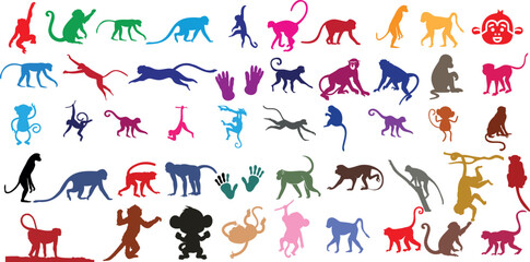 Colorful monkey vector illustration perfect for children’s designs. Add some fun to your projects with these cute and playful monkeys. Suitable for a younger audience