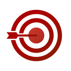 Vector arrow hitting the target on white