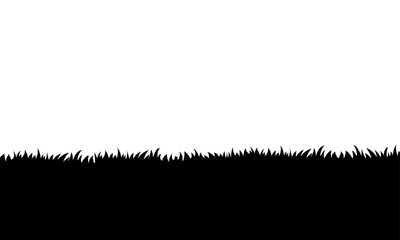 Vector black grass border and isolated white background