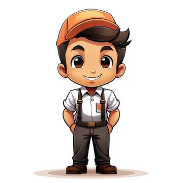 Cute Cartoon Boy isolated on a white background