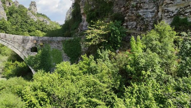 Amazing  view of Kokkorou stone bridge at Pindus Mountains, Zagori, Epirus, Greece
