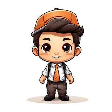 Cute Cartoon Boy isolated on a white background