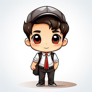 Cute Cartoon Boy isolated on a white background