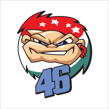vector cartoon face decorated with number 46 which can be used as graphic design