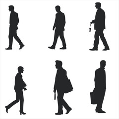 Simple flat vector of silhouettes of walking people