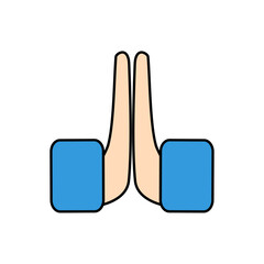 Vector hand pray gesture in cartoon style vector illustration for social media