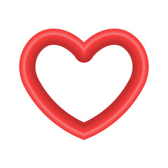 Vector red shiny heart symbol realistic 3d vector illustration isolated on white background