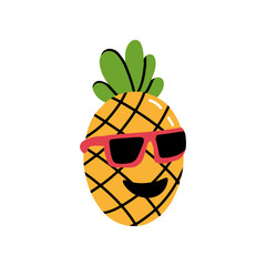 Pineapple Flat Style Icon. Cartoon Vector Illustration