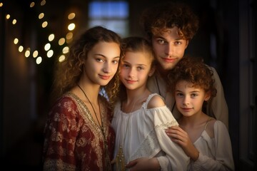 Obraz na płótnie Canvas Christmas Happy Family Portrait. Generative AI.