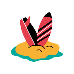 Surf Board Flat Style Icon. Cartoon Vector Illustration