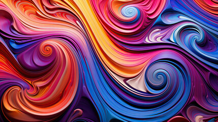 Abstract patterns made from swirling paint colors. AI generative