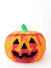 spooky halloween hand painted clay pumpkin