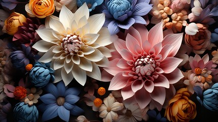 Obraz na płótnie Canvas Botanical Artistry: Intricate Patterns and Vibrant Blooms