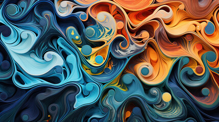 Obraz premium Abstract patterns made from swirling paint colors. AI generative