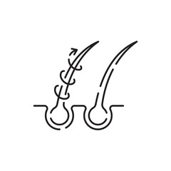 Treatment and Problem of Hair. Hair Beauty Care Line Icon. Hair Care and Loss Problem. Cosmetic Products for Hairstyle Color Outline Icons. Isolated Vector Illustration