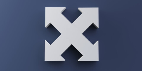 Obraz premium Volumetric white arrows directed in four directions. Difficulties of choice.