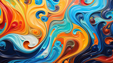 Abstract patterns made from swirling paint colors. AI generative