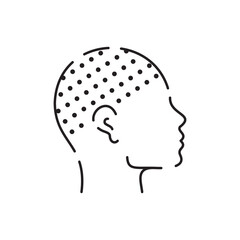 Hair loss treatment flat line icon. Shampoo ph, dandruff, hair growth, keratin, conditioner bottle vector illustration. Outline signs for beauty stores - obrazy, fototapety, plakaty