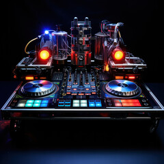 Professional audio sound DJ mixer with buttons and sliders