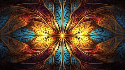 abstract fractal background stained glass effect ornament symmetry design