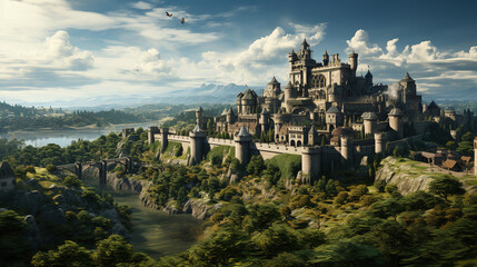 Ancient Medieval Castle Perched A Top a Majestic Mountain Peak