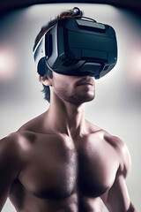 Free Photo futuristic virtual reality concept vr and ar technologies a man in glasses with 3d illustration Generated ai