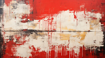 Abstract Rough Red Gradient Art Painting Texture with Oil Brushstrokes Pallet Knife Paint on Canvas
