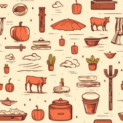 A seamless pattern with a cowboy theme. Imaginary illustration.