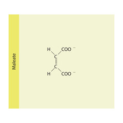Maleate Dicarboxylic Acid  Molecular structure skeletal formula on yellow background.