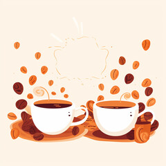 International Coffee Day theme background with cute coffee cups - ai generative