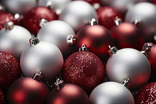 christmas, celebrate, festive, friendship, luxury, seasonal, christmas decoration, snow, tradition, elegance. background image is christmas decoration ball, red and silver color put on too much.