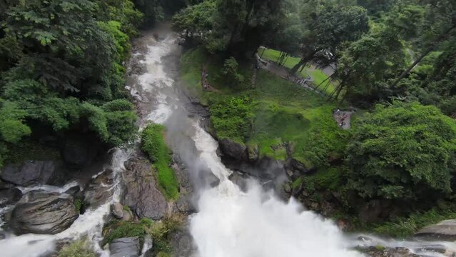 Falling from a Waterfall in Chiang Mai, Thailand. 4K 60FPS by FPV Drone