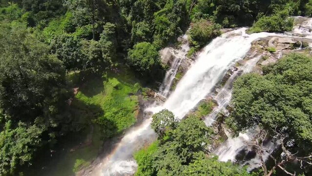Rainbow Waterfall in Chiang Mai, Thailand. 4K 60FPS by FPV Drone