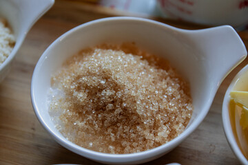 Sugar in measuring cups for cooking