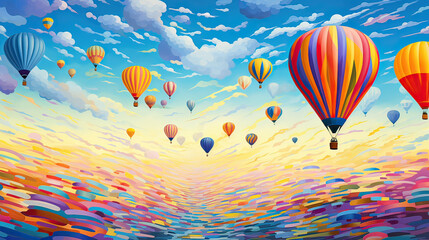 Fototapeta premium A hot air balloon festival with colorful balloons dotting the sky. AI generative 
