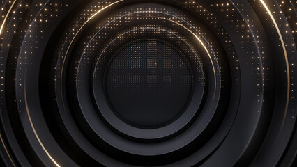 Circle Geometric gold black background.