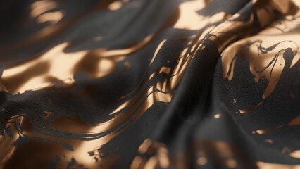 Cloth wave with Abstract gold black background