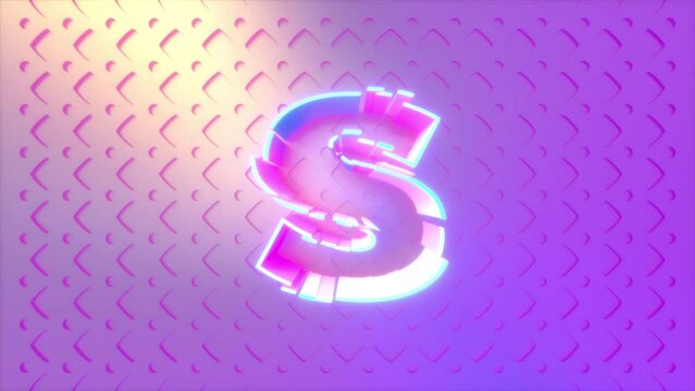 Letter S is Getting Assembled of Multiple Colored Pieces in High Dynamic High Key Abstract Scene. 3D 4K render for Learning Alphabet