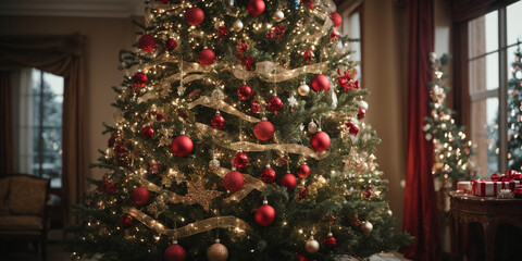 Fototapeta na wymiar Beatifully decorated Christmas tree