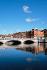 View of St.Patrick's Bridge over River Lee and Camden Quay, Cork city, Ireland.