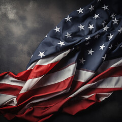 American flag on a gray background. US independence day. Copy space for text. Made with generative ai