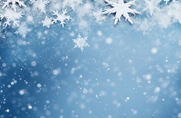 Christmas white blue snowflakes background. Generate Ai