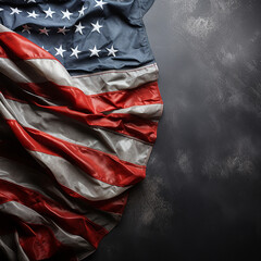 Obraz premium American flag on a gray background. US independence day. Copy space for text. Made with generative ai