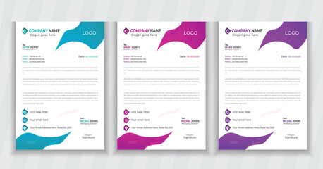 concept business style letterhead template design. Professional and modern letterhead template design. Simple corporate letter-head template design vector set,