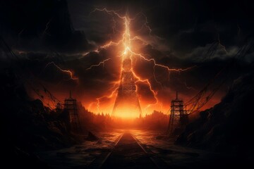 Energy dark tower background. Generate AI
