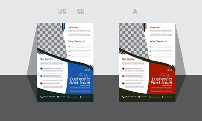 A bundle of 2 templates of different colors a4 flyer template, modern business flyer template, abstract business flyer and creative design.