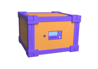 3d safe box in cyber style on a white background. 3d rendering