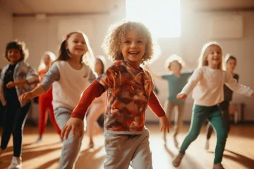 Foto auf Acrylglas Tanzschule Group of children dancing hobby school. Generate Ai
