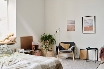 Modern empty bedroom of teenager in apartment